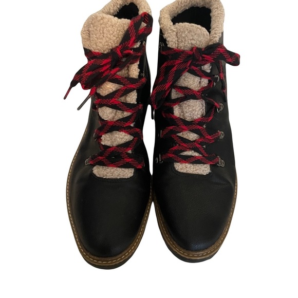 Dr. Scholl’s shoe ankle hiking boot black red/black shoe lace women’s size 9M - Picture 1 of 6